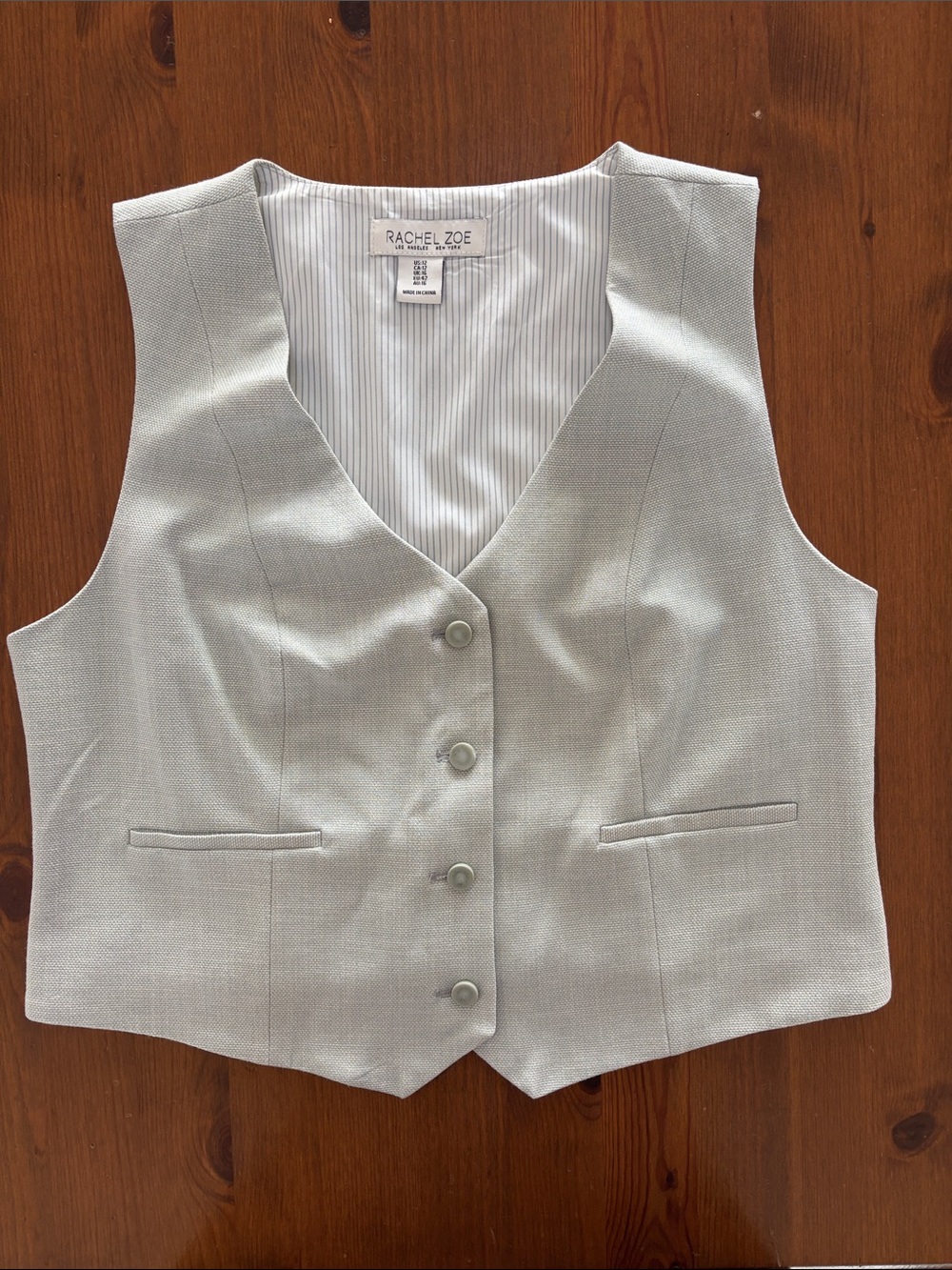 Rachel Zoe Light Green Tailored Sleeveless Vest